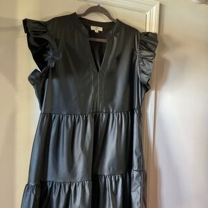 Faux Leather tiered Dress